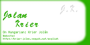 jolan krier business card