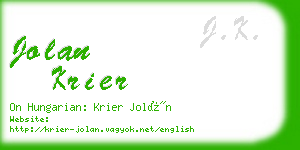 jolan krier business card